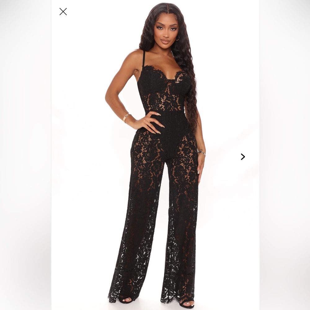 Fashion Nova Black Lace Jumpsuit